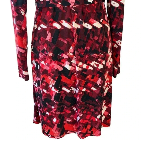 Liz Lange Maternity Long Sleeves Jersey Wrap Dress Size XL Red Black Abstract - Picture 11 of 16